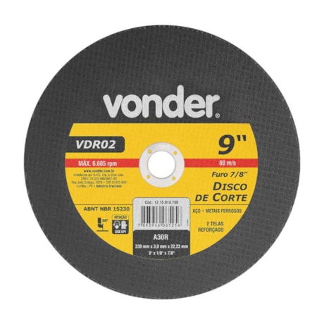 Disco de Corte 9'' 1/8'' VDR-02 1240180200 VONDER-f40e4a1f-d170-4fa5-9b7a-cb75857ad092