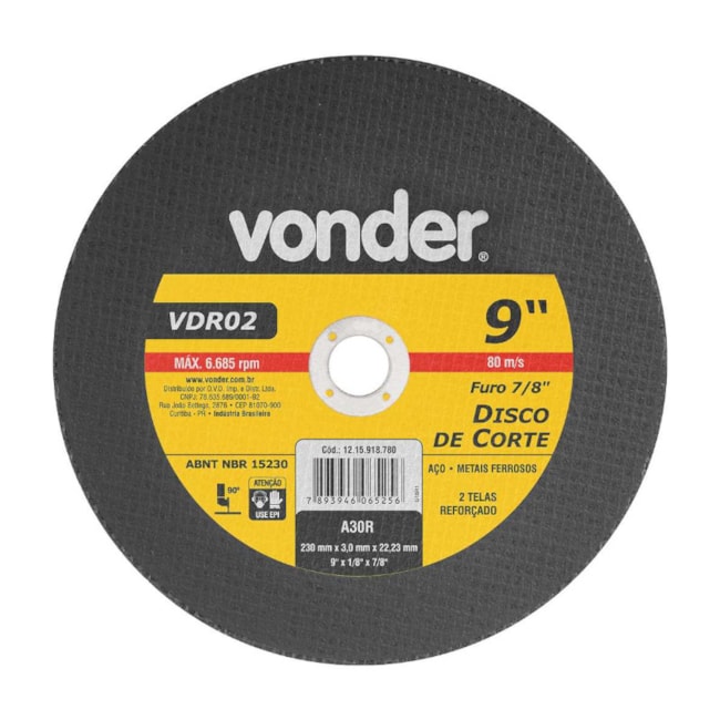 Disco de Corte 9'' 1/8'' VDR-02 1240180200 VONDER-34de222c-a283-4fae-93d6-66b6021658e3