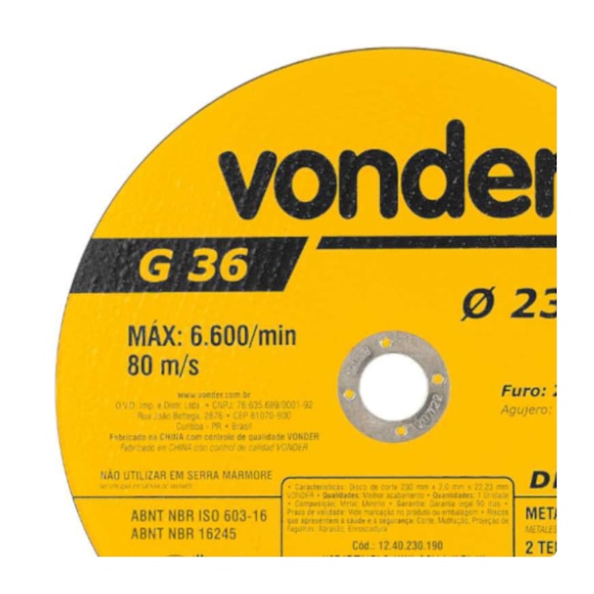 Disco de Corte 9'' 2.0mm 1240230190 VONDER-f59c19b8-b8d0-481b-a3be-cb6e9749b46f