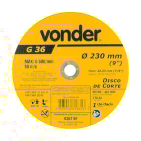 Disco de Corte 9'' 2.0mm 1240230190 VONDER
