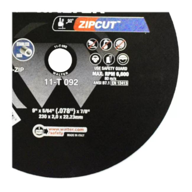 Disco de Corte 9'' X 5/64'' X 7/8'' ZIPCUT 11T092 WALTER-73722d23-b070-4a35-9d47-fe73cf667447