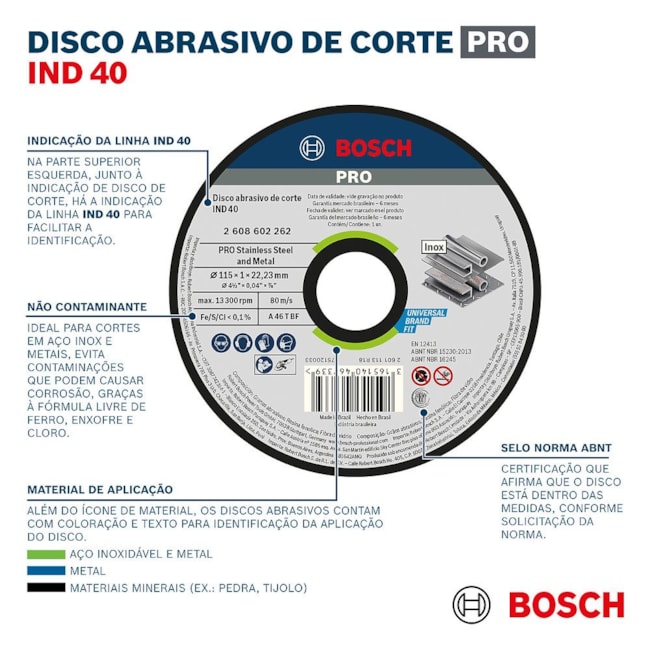 Disco de Corte BOSCH PRO Metal para Ferro 4.1/2