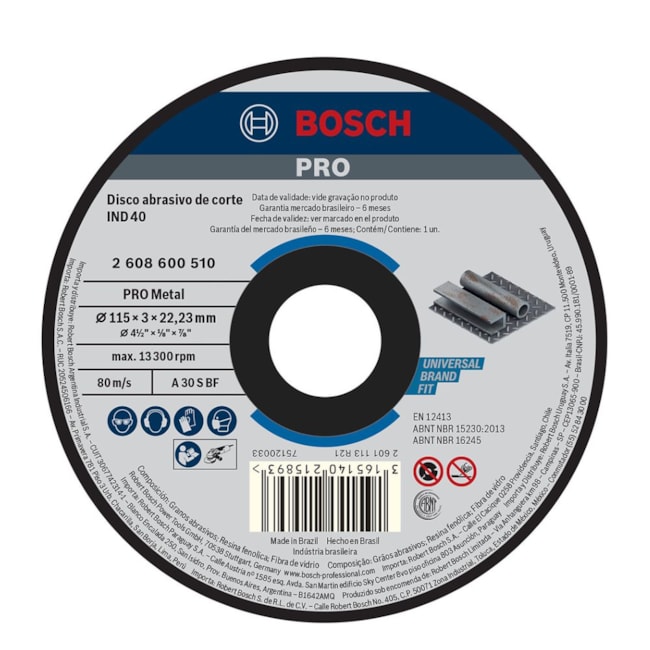 Disco de Corte BOSCH PRO Metal para Ferro 4.1/2
