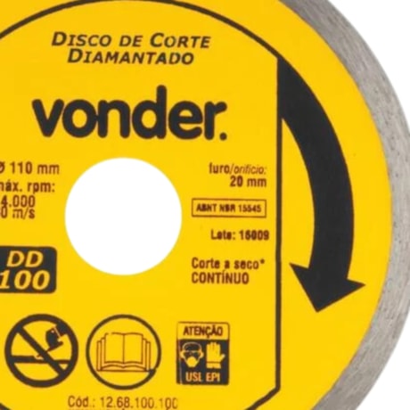 Disco de Corte Diamantado 110mm Mármore Granito DD 100 1268100100 VONDER-61e36034-ef5b-4eca-8a09-b47cab7e4418