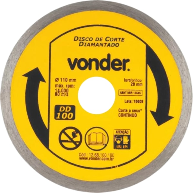 Disco de Corte Diamantado 110mm Mármore Granito DD 100 1268100100 VONDER-3419858d-7200-4f06-ad5b-7c0f8ae68e26