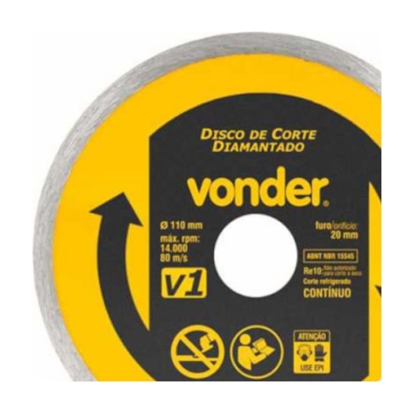 Disco de Corte Diamantado 110x20.0mm 5mm 1268100000 VONDER