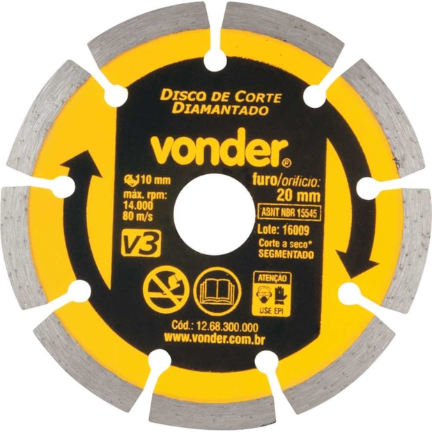 Disco de Corte Diamantado 110x20.0mm 7mm 1268300000 VONDER-5d2f45b3-3406-48cb-909a-08d605117527