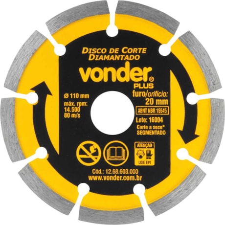 Disco de Corte Diamantado 110x20.0mm 7mm 1268603000 VONDER-fd0f6569-cd9c-4e7a-8eb0-c0e1813a7fd8