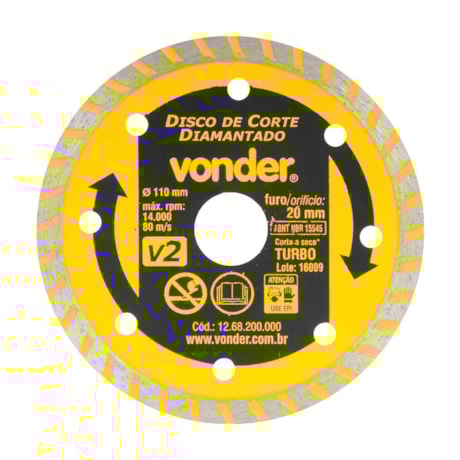 Disco de Corte Diamantado 110x20.0mm 7mm Turbo 1268200000 VONDER-9a277b2b-3c66-4720-b7fc-d0ad8adc05c9