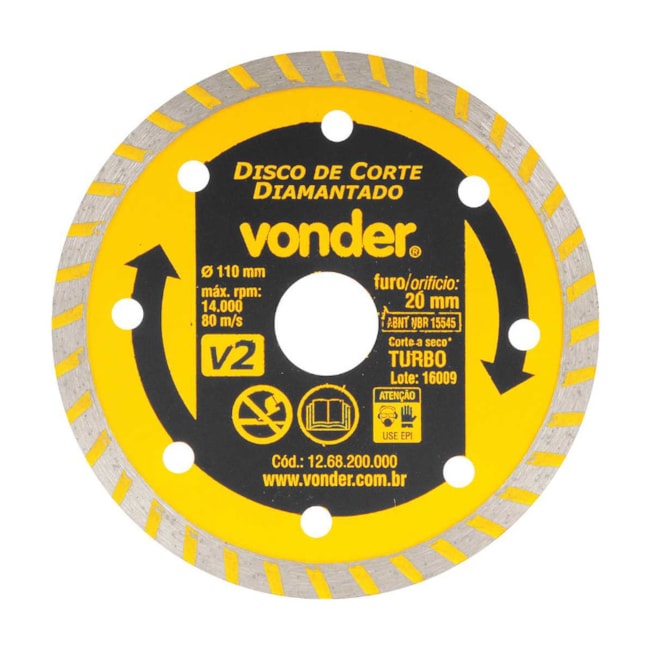 Disco de Corte Diamantado 110x20.0mm 7mm Turbo 1268200000 VONDER-55898219-ae83-446f-9f04-64e515451f60