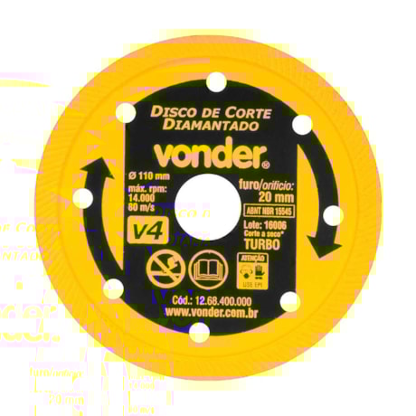 Disco de Corte Diamantado 110x20.0mm 7mm Turbo 1268400000 VONDER-6c568c33-b27c-4fb7-8650-fea9b6d56a2b