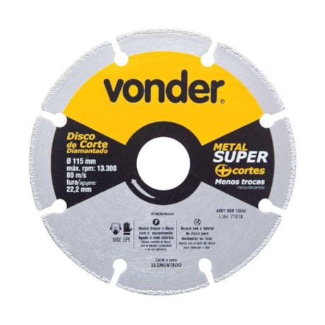 Disco de Corte Diamantado 115mm 1240115000 VONDER