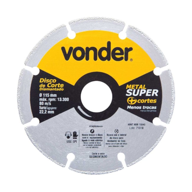 Disco de Corte Diamantado 115mm 1240115000 VONDER-8bbe9905-7a05-4422-bfd3-a4e0cdaad327