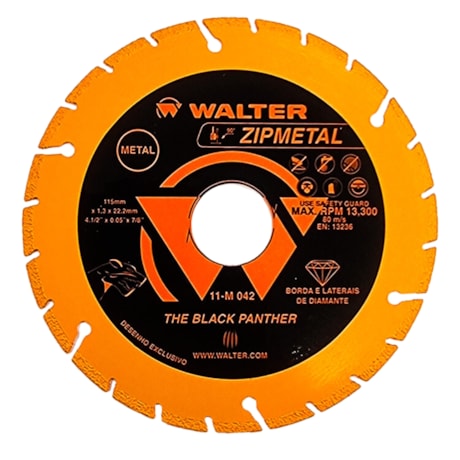 Disco de Corte Diamantado 115mm para Metais 11M042 ZIP METAIS WALTER ABRASIVOS