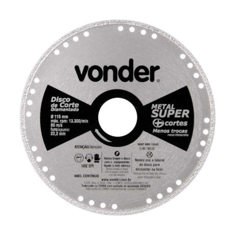 Disco de Corte Diamantado 115x22.5mm 1240000115 VONDER-ae42086d-0dc1-4ebd-9b48-dc698b73f386