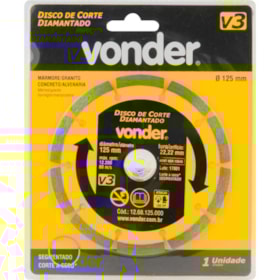 Disco de Corte Diamantado 125x22.2mm 7mm 1268125000 VONDER