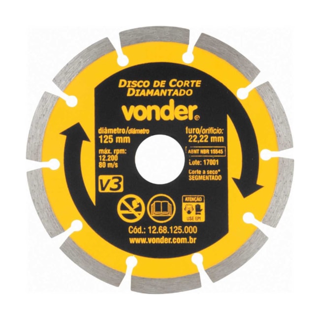 Disco de Corte Diamantado 125x22.2mm 7mm 1268125000 VONDER-b9212441-9434-432c-9284-ef6cb9be4779