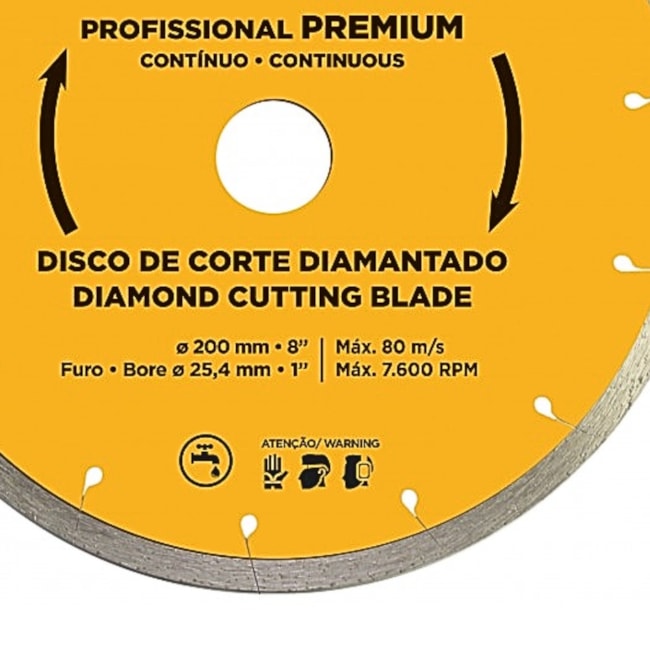 Disco de Corte Diamantado 200mm x 25,4mm Contínuo Porcelanato Premium 61340 CORTAG-3b472927-55d2-43b9-80d7-5667206aeb9d