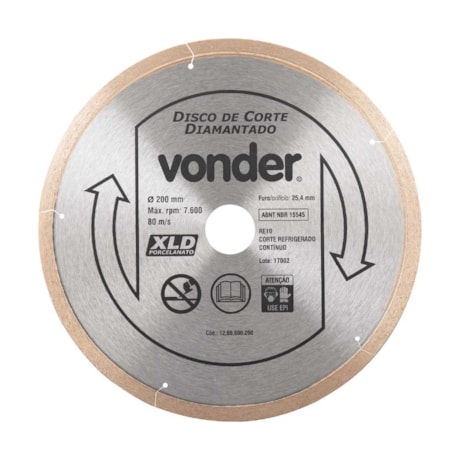 Disco de Corte Diamantado 200x25.4mm 7mm 1268800200 VONDER