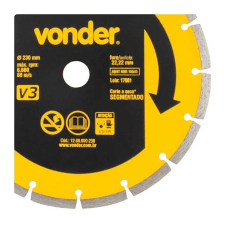 Disco de Corte Diamantado 230x22.2mm 7mm 1268000230 VONDER-f0b074ab-52eb-467e-b6a0-0a8058251025