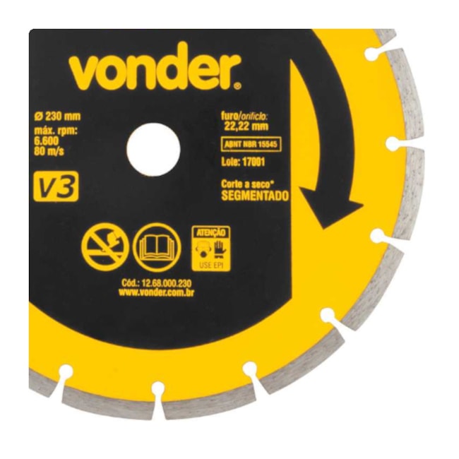 Disco de Corte Diamantado 230x22.2mm 7mm 1268000230 VONDER-ec09a269-bd38-415d-966d-01387b1602f4