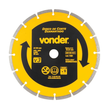 Disco de Corte Diamantado 230x22.2mm 7mm 1268000230 VONDER