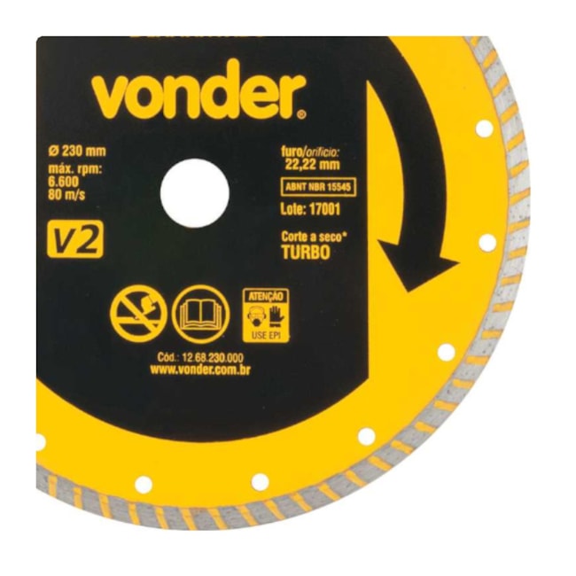 Disco de Corte Diamantado 230x22.2mm 7mm 1268230000 VONDER-bb884d18-9d78-4362-988a-0c4062acc63a