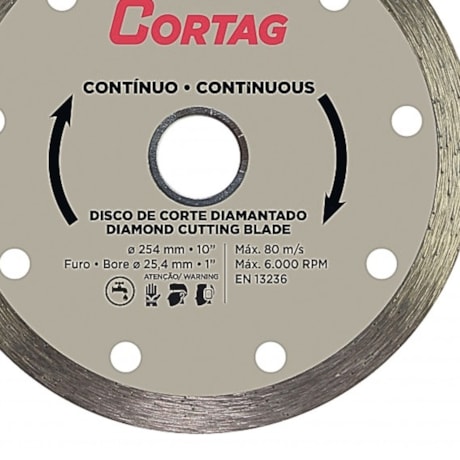 Disco de Corte Diamantado 254mm x 25,4mm Contínuo 61613 CORTAG-be994ee8-1f3d-4473-bbc5-77ccad8b7474