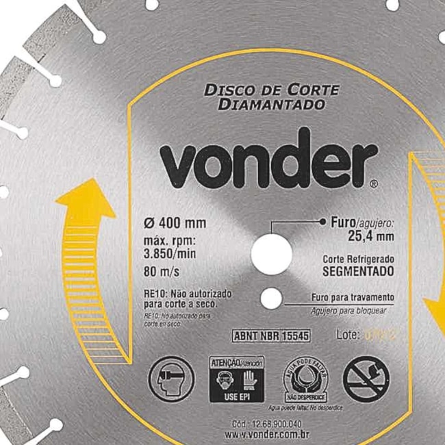 Disco de Corte Diamantado 400,0mm Segmentado 1268900040 VONDER-e77fce76-7996-40be-baf5-650566691fe1