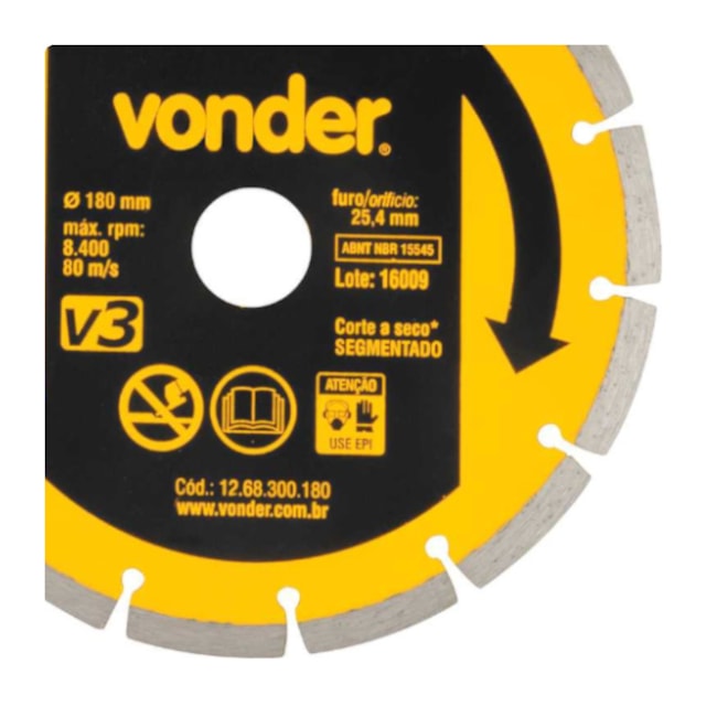 Disco de Corte Diamatando 180x25.4mm 7mm 1268200180 VONDER-275b7d4d-3db5-40a1-a05e-c28d57954ba8