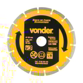Disco de Corte Diamatando 180x25.4mm 7mm 1268300180 VONDER