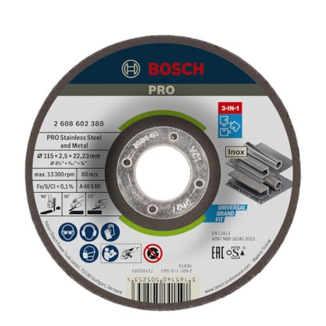 Disco de Corte e Desbaste PRO Stainless Steel and Metal 4.1/2