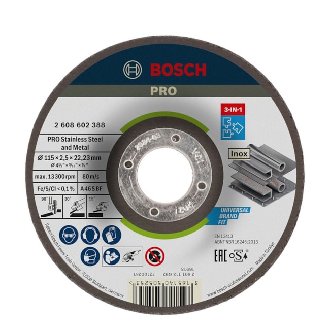 Disco de Corte e Desbaste PRO Stainless Steel and Metal 4.1/2