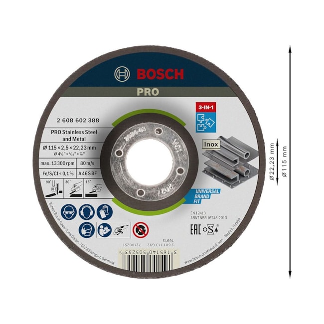 Disco de Corte e Desbaste PRO Stainless Steel and Metal 4.1/2