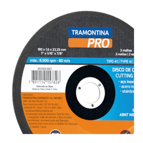 Disco de Corte Fino 7'' para Aço Inox 45103/007 TRAMONTINA PRO-ebe37011-ad64-40c0-961f-2f6aa933682d