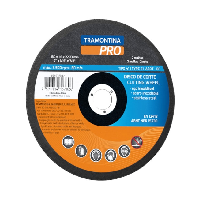 Disco de Corte Fino 7'' para Aço Inox 45103/007 TRAMONTINA PRO-60268a8d-f1b2-4794-be88-0abdfeb9285d