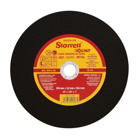 Disco de Corte Inox 10'' 1/8'' DAC250-32X STARRETT-30b99dd9-5217-415a-8bee-0abc6ab308ea