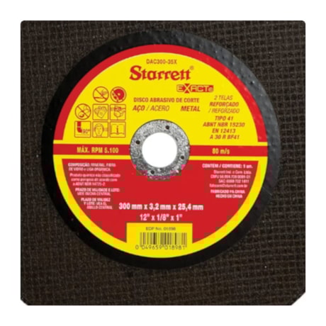 Disco de Corte Inox 12'' 1/8'' DAC300-35X STARRETT-603c0377-a66e-4777-815b-40279f98961a