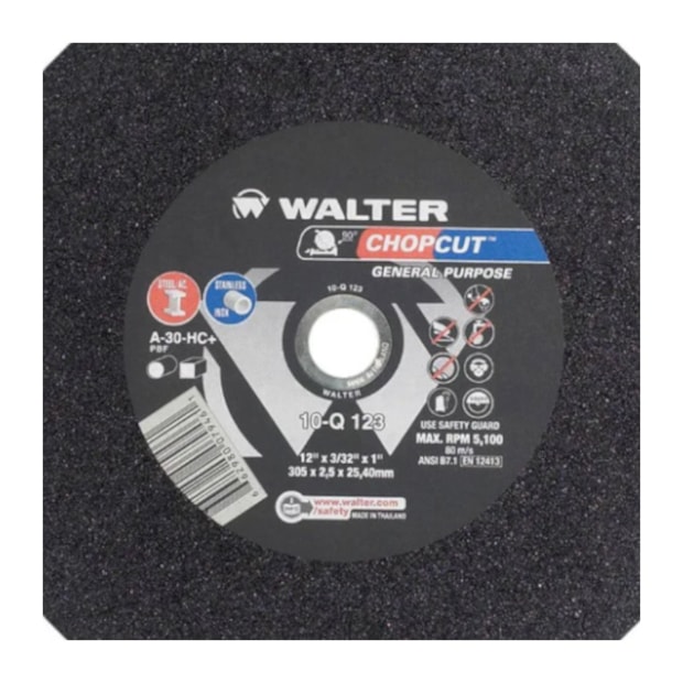 Disco de Corte Inox 12'' 3/32'' 10Q123 WALTER ABRASIVOS-c012e103-9334-4a9d-a24f-e1edf58b0108