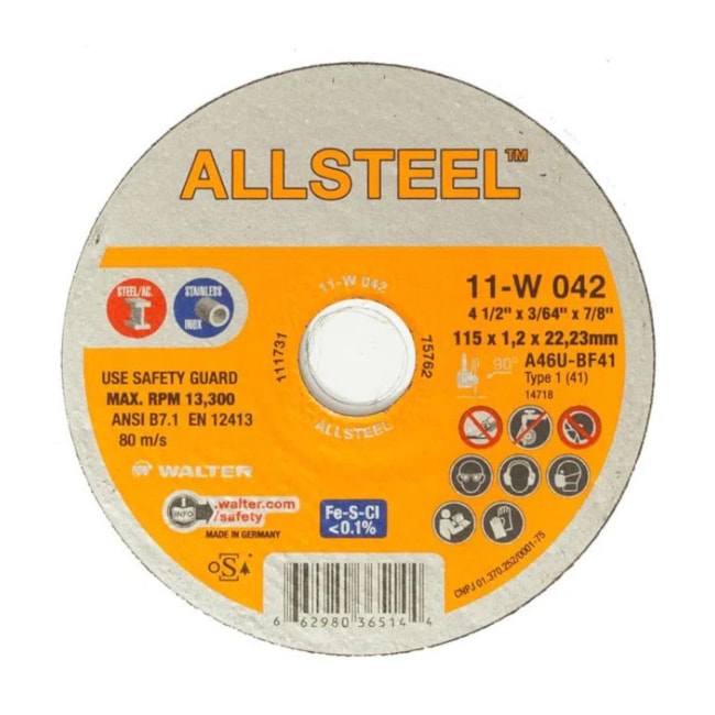 Disco de Corte Inox 12'' 3/32'' 10W123 ALLSTEEL WALTER ABRASIVOS-ced84207-4060-4740-b84e-eeddd0ab0161