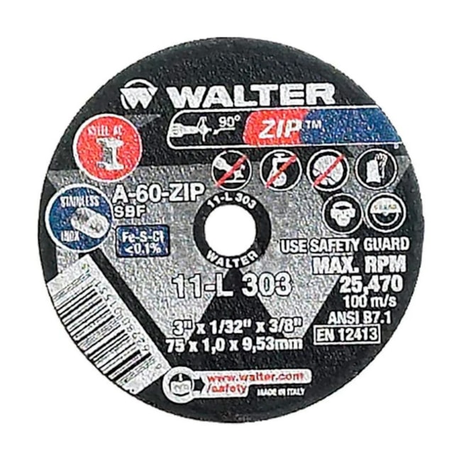 Disco de Corte Inox 3'' 0.8mm ZIPCUT 11L303 WALTER ABRASIVOS-1cb3ad89-95a0-407d-b8d5-9cd177ab633c