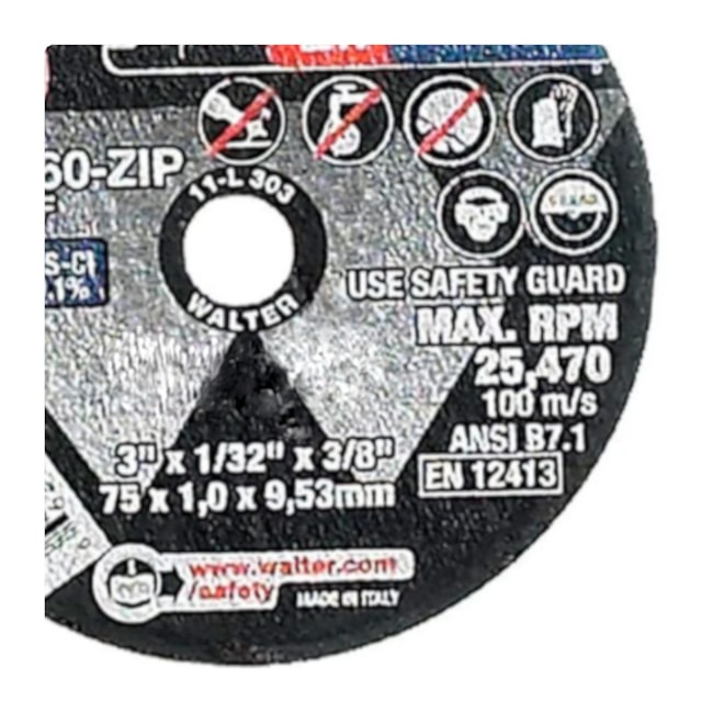 Disco de Corte Inox 3'' 1.6mm ZIPCUT 11L313 WALTER ABRASIVOS-65696777-2f75-4249-bfb7-cc44cafc685d
