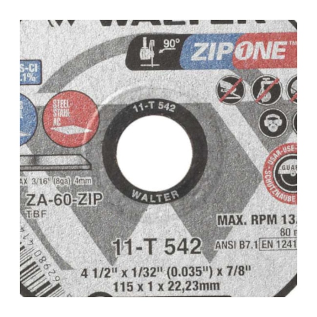 Disco de Corte Inox 4.1/2'' 0.8mm 7/8'' ZIP ONE 11T542 WALTER ABRASIVOS-1d6ef534-fe1a-4a6e-a43d-fdadea3b08e7