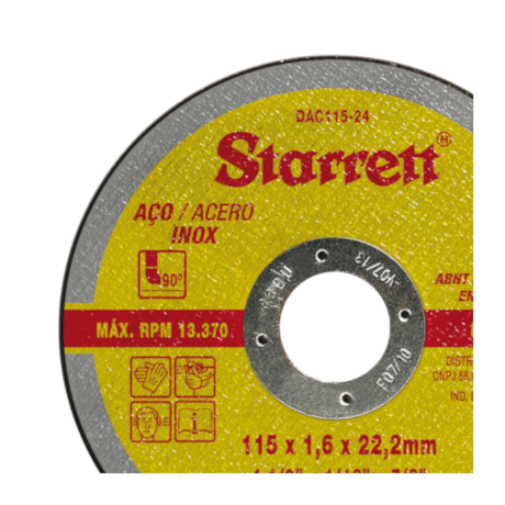 Disco de Corte Inox 4.1/2'' 1.6mm 7/8'' DAC115-24 STARRETT-552e5c58-80ea-4af0-9bbc-d175a401b726