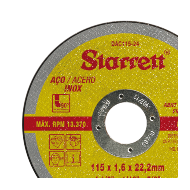 Disco de Corte Inox 4.1/2'' 1.6mm 7/8'' DAC115-24 STARRETT-2e083638-5ca7-4a86-b471-7333e198a2b1