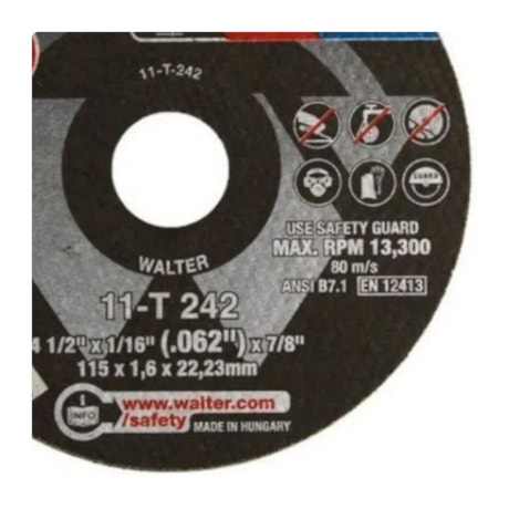 Disco de Corte Inox 4.1/2'' 11T242 WALTER ABRASIVOS-bc839919-1e57-412a-a51a-b33676c521c0