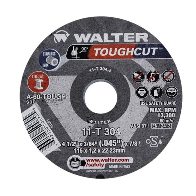 Disco de Corte Inox 4.1/2'' 11T304 WALTER ABRASIVOS-922d22fd-66b7-4019-b08c-706ff3490b67