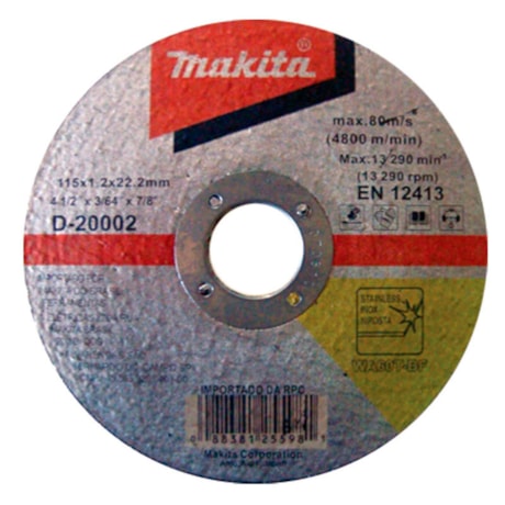 Disco de Corte Inox 4.1/2'' 22.2mm D-20002-10 MAKITA-499fabf5-6c3a-4ae7-985b-4e3cd0f350ac