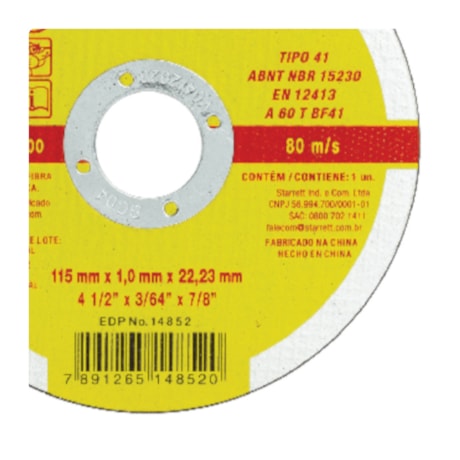 Disco de Corte Inox 4.1/2'' DAC115-34X STARRETT-4e89c056-6258-49cb-be16-9fc0d4e58f7d