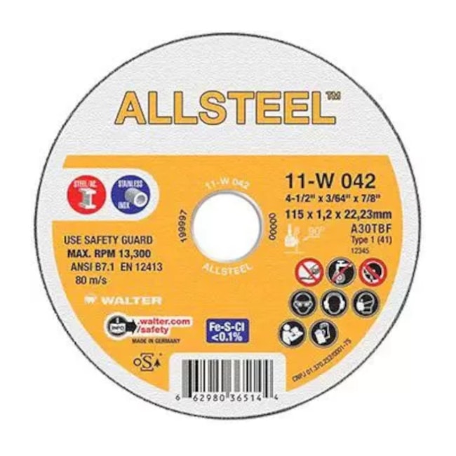 Disco de Corte Inox 4.1/2